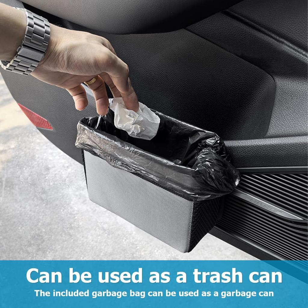 Mandark Car Trash Can, Foldable Mini Vehicle Trash Bin Garbage Organizer Holder, Waterproof Automotive Interior Hanging Dustbin Storage Bag Container