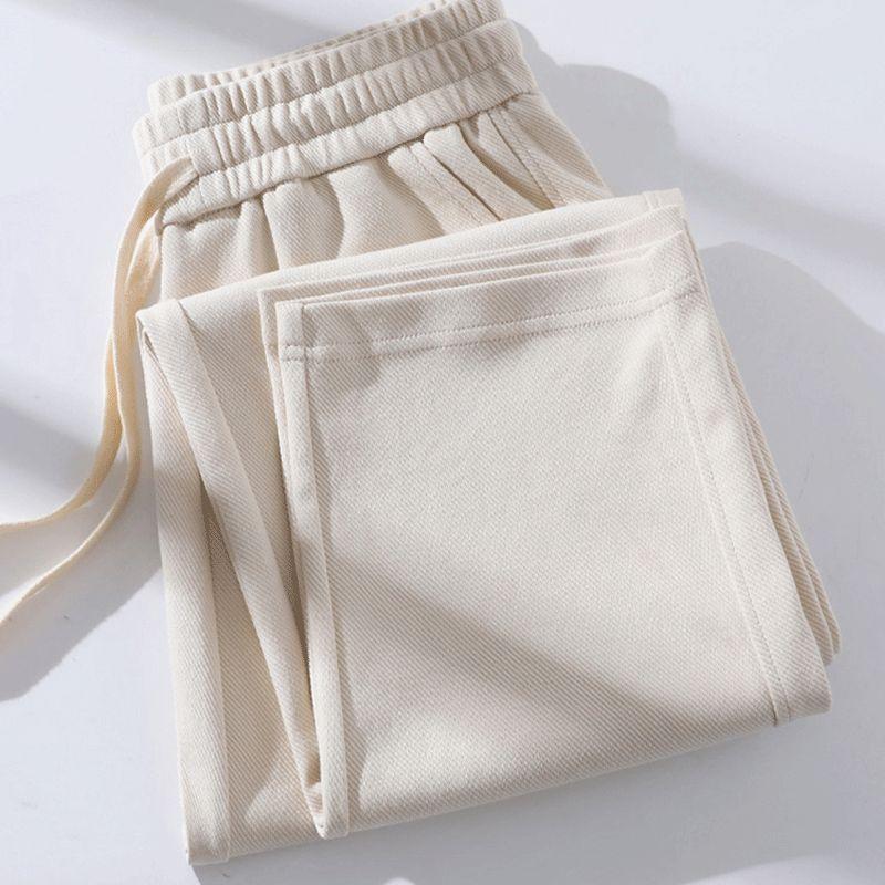 

Purplish Red Spring & Fall High Waist Twill Casual Sweatpants Light apricot L