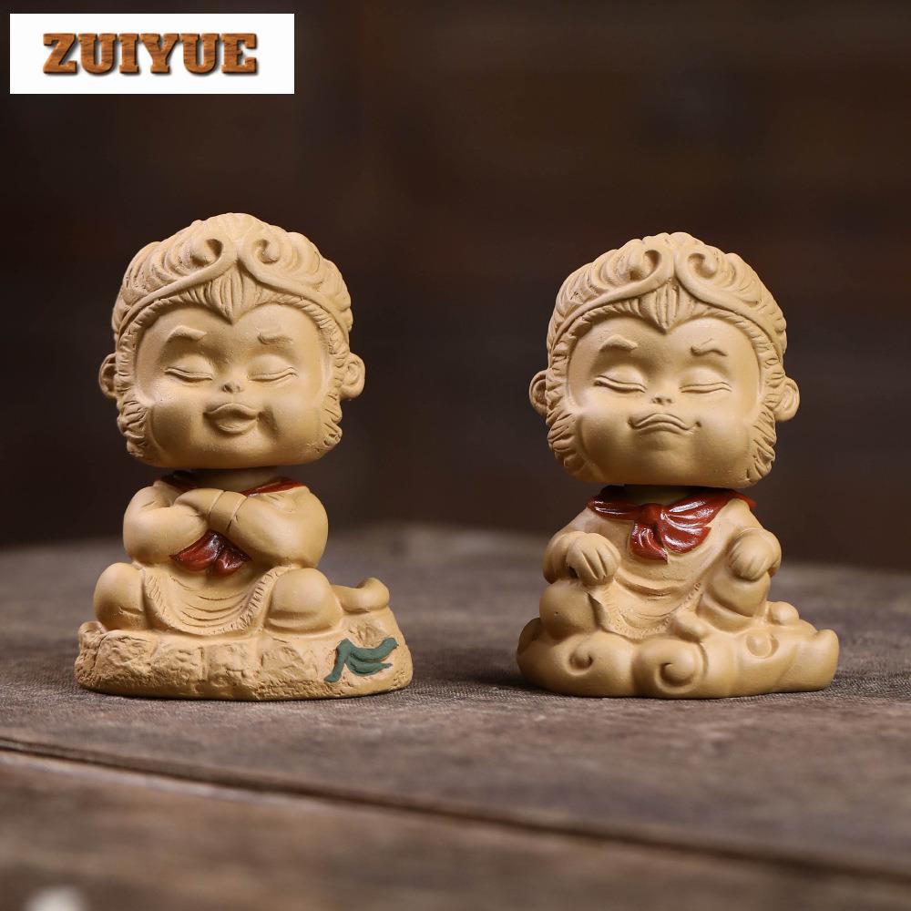 Yixing Zisha King Sun Wukong Monkey Incense Holder Tea Pet Handmade Tea Sculpture Tea Figurine Play Toys Tea Statue Ornaments