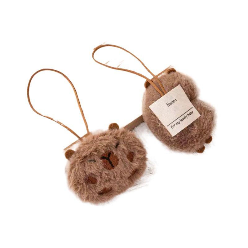 Capybara Plush Keychain with Name Tag - Backpack Ornament & Gift for Friends/Couples (Autumn/Winter)