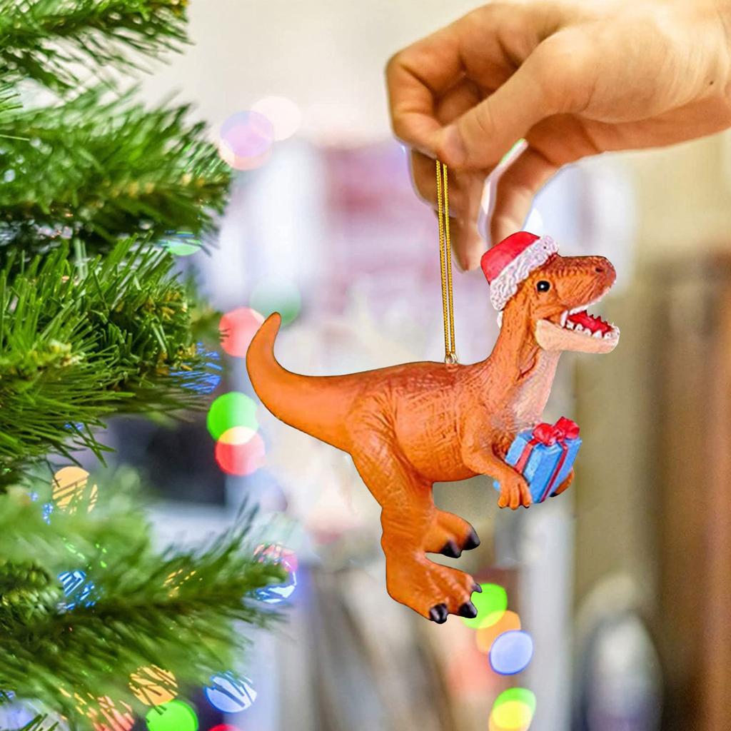 Christmas Dinosaur Car Decoration Pendant Tyrannosaurus Rex Christmas Tree Decoration Pendant Cartoon Animal Home Decoration