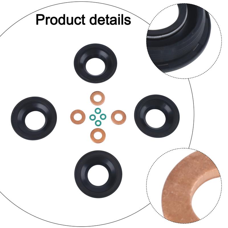 As Shown Fuel Injector Seal Set 12 Piece Fuel Injector Seal Set Fuel Injector Injector Leak Connector OE Check Recommended