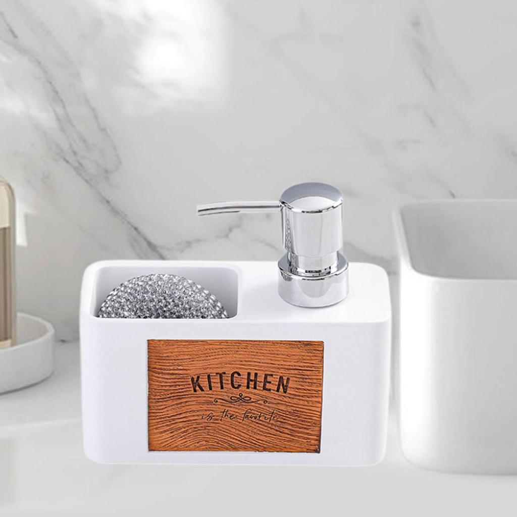 Kitchen Soap Dispenser with Sponge Holder,Refillable,Bathroom Organizer,Brush