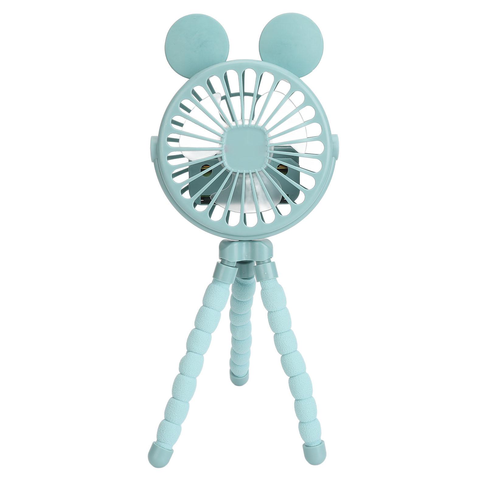 Stroller Fan Rechargeable 3 Level Portable Handheld Fan with LED Light for Home Outdoor