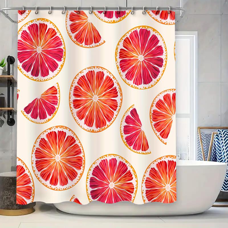 

Vibrant Floral Shower Curtain Pink, Orange White Print for Bathroom Decor Bath Mat Set Easy Installation Hook Loop Hook 90x180cm