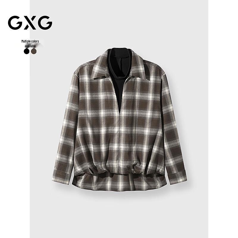 

Мужская ретро клетчатая рубашка GXG с имитацией двух предметов, с длинным рукавом XXL