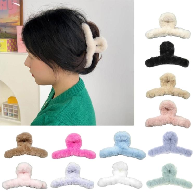 Plush Hair Catchs Hair Barrettes for Thick Hair Furs Hair Claw Clips Jewelry