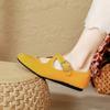 Simple and Versatile Suede Cross-buckle, Mary Jane Shoes, Women's Gentle and Shallow Temperament, Single Shoes, Ballet Shoes, Leopard Print.