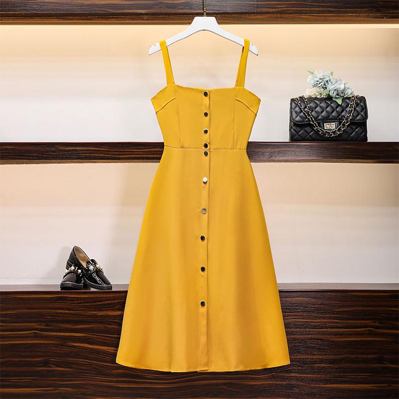 Robes d'été pour femmes, haut à manches courtes et robe à bretelles longues, ensemble deux pièces, tenues de grande taille