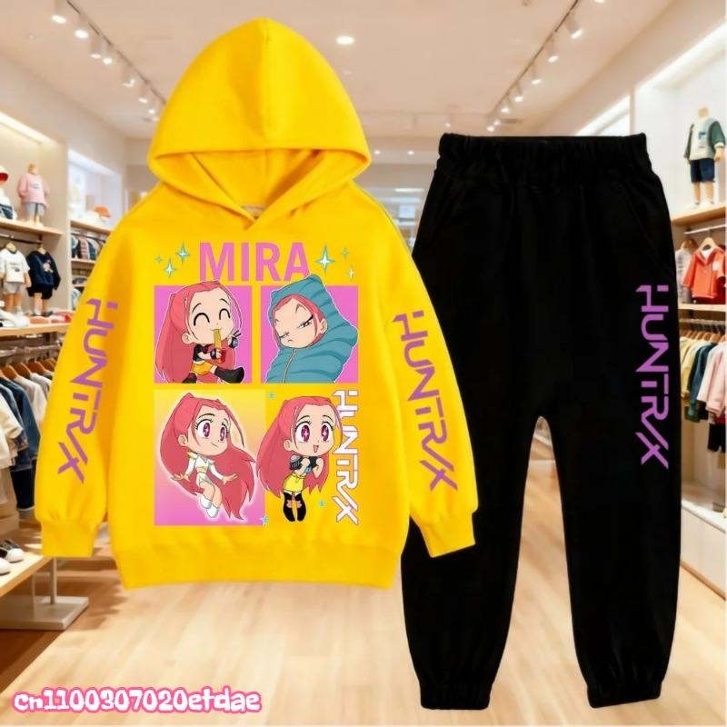 2025 Heiße Herbstmode KPop Dämonenjäger Print Kinder Set Hoodie+Hose Anzug 2-teiliges Set Kind Junge Mädchen Kleidung Lässiger Trainingsanzug