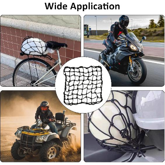 2 Pack Motorcycle Cargo Net, Heavy Duty Bungee Net For Helmet, Small Elastic Mesh, Luggage Cargo Nets With Adjustable Hooks, Elastic Cargo Mesh For