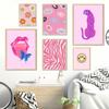 Leopard Leinwand Malerei Wand Kunst Nordic Abstrakte Poster Rosa Stil Sexy Lippen Augen Bilder Für Wohnzimmer Moderne Dekorative