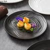 Einfarbiger Keramikteller mit Wasserkräuselmuster Restaurant Salatteller Dessert Pastateller Molekularküche Spezialgeschirr