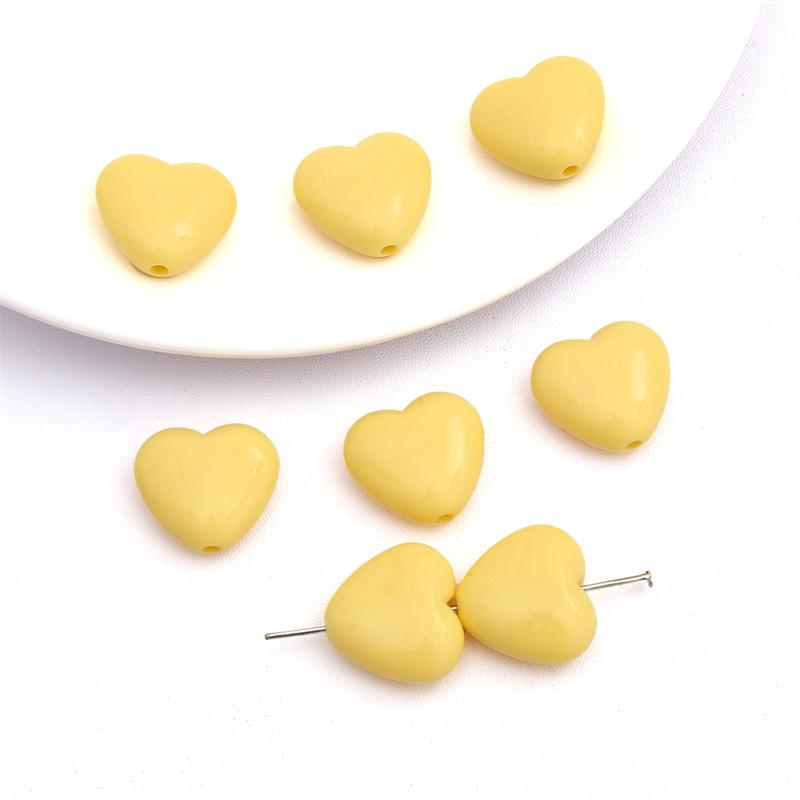 20Pcs Acrylic Solid Color Smooth Peach Heart Beads For DIY Necklace Bracelet Earrings Jewelry Making Craft Accessories