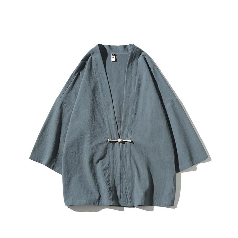 Costume Disc Buckle Hanfu Men Chinese Style Cotton Robe Cardigan Jacket Oversized Kimono Ancient Coat Male