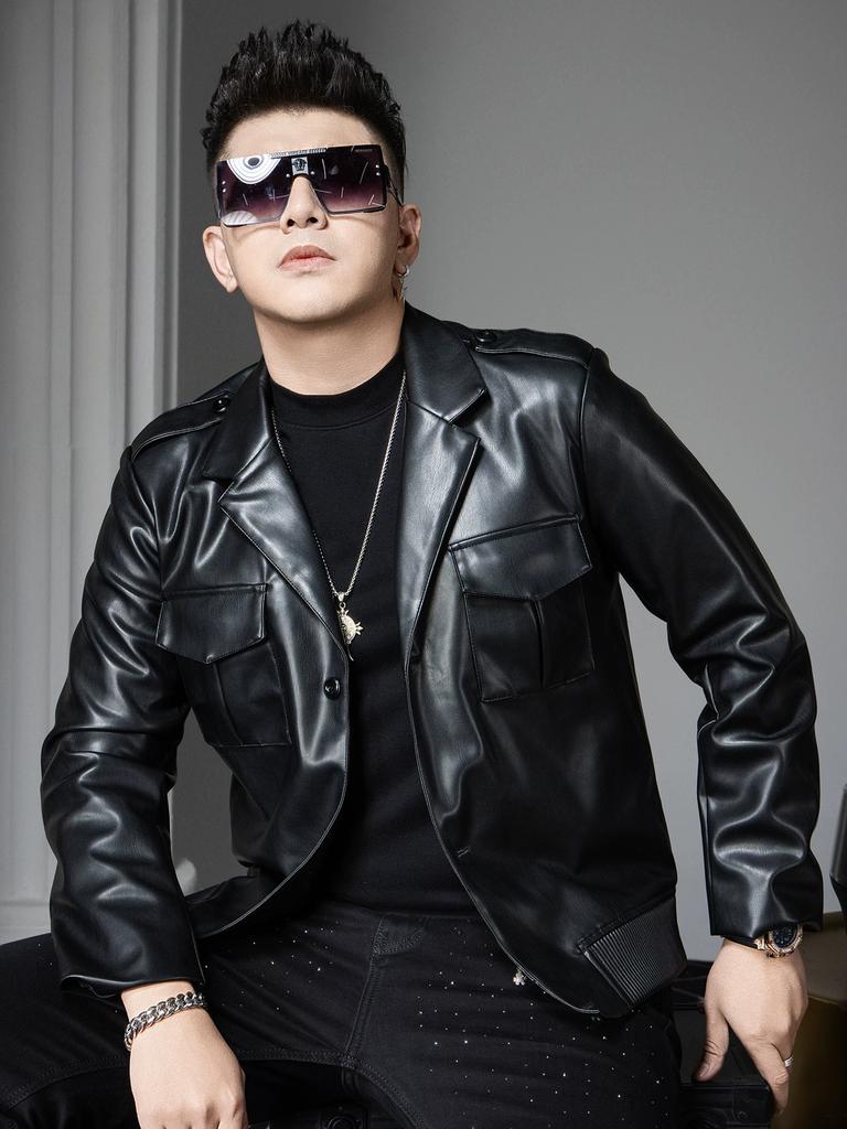 European Style 2025 Autumn New Men's Stylish Biker Leather Jacket with Suit Collar, Trendy Brand Solid Color Leather Coat