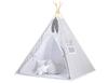 Children's Tipi Tent + Mat + Pillows + Feather Pendants - Chevron Gray