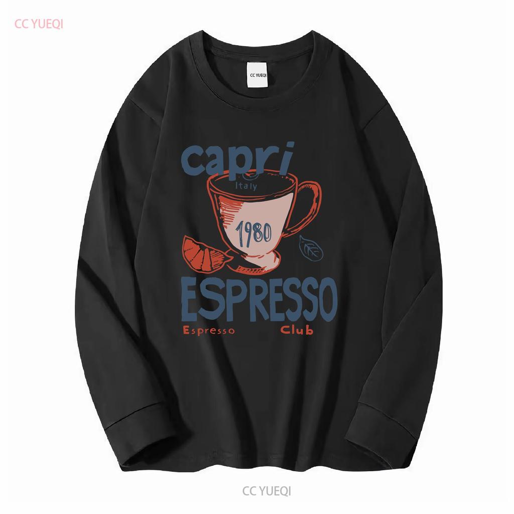 Capri Italy Espresso Club 1980 T Shirt Soft Vintage Cotton vintage Washed Casual Slightly Unisex streetwear Comfortable fashion