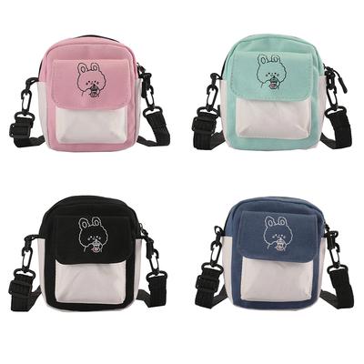 Fashion Women Hit Color Canvas Shoulder Messenger Bag Cartoon Print Handbag MIT