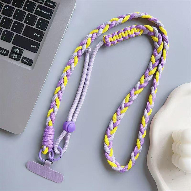 Colorful Braided Crossbody and Anti-Lost Adjustable Strap for Girls - Keychain and Mobile Phone Hanging Rope