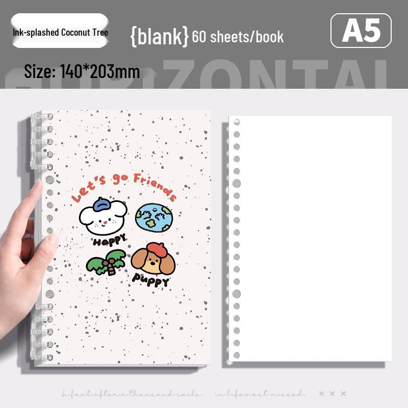 High-Value Cute Cartoon Heart Diary: Loose-Leaf Notebook with Small Animal Designs, Easy to Hold