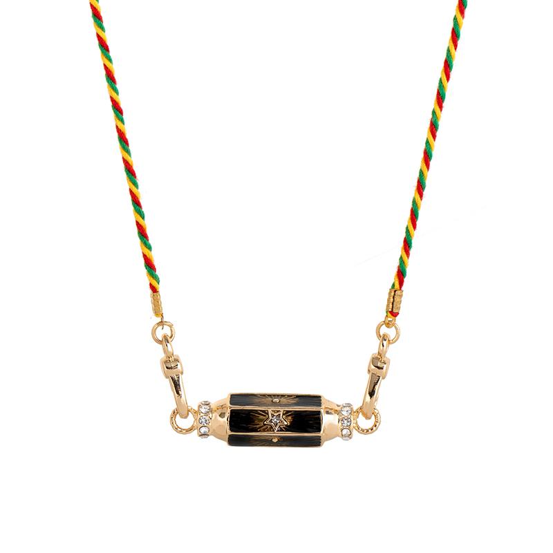 Retro Colored Stainless Steel Pendant Necklace For Women Handmade Braided Rope Chain Jewelry Accessories