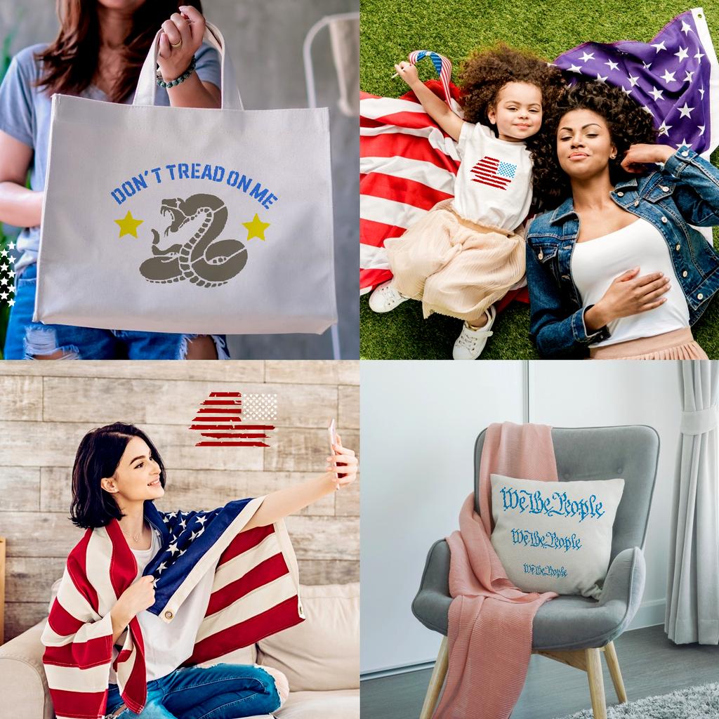 9 Pcs American Flag Stencils We The People Stencil Don'T Tread On Me Stencils