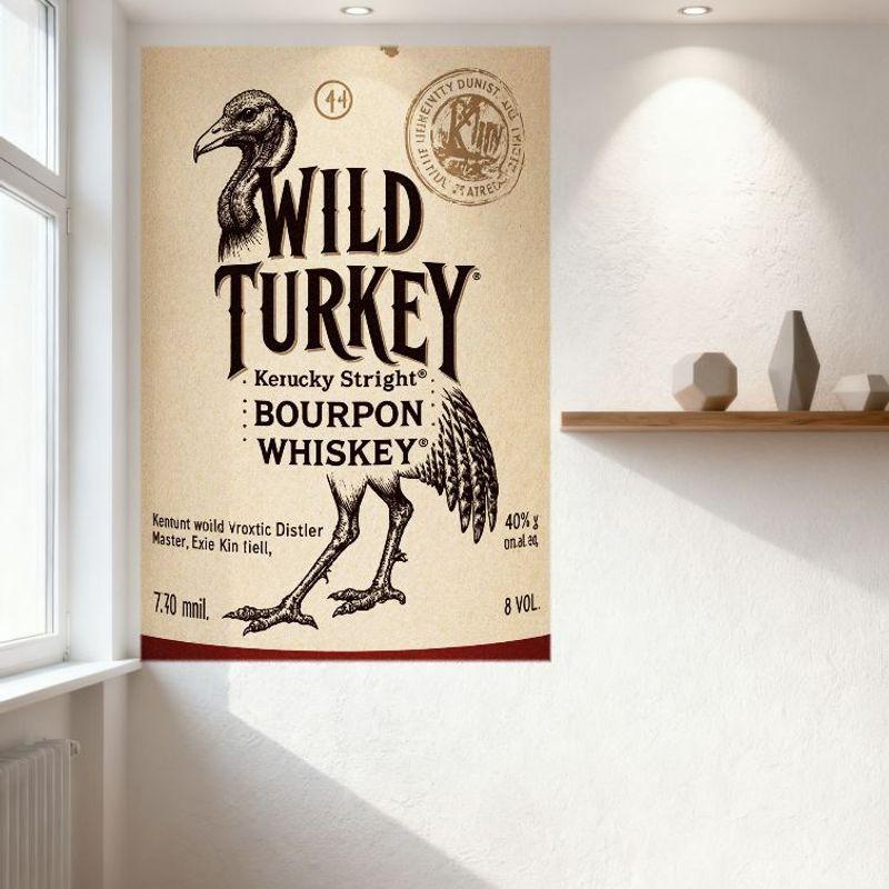 Wild Turkey Kentucky Straight Bourbon Whiskey Vintage Metal Sign 750ml 40% Vol Wall Decor for Bar Pub Home Cafe Man Cave Art Tin