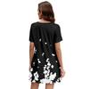 Women's Summer Casual Square Neck Pleated Front With Pocket Printed Short Sleeve Dresses