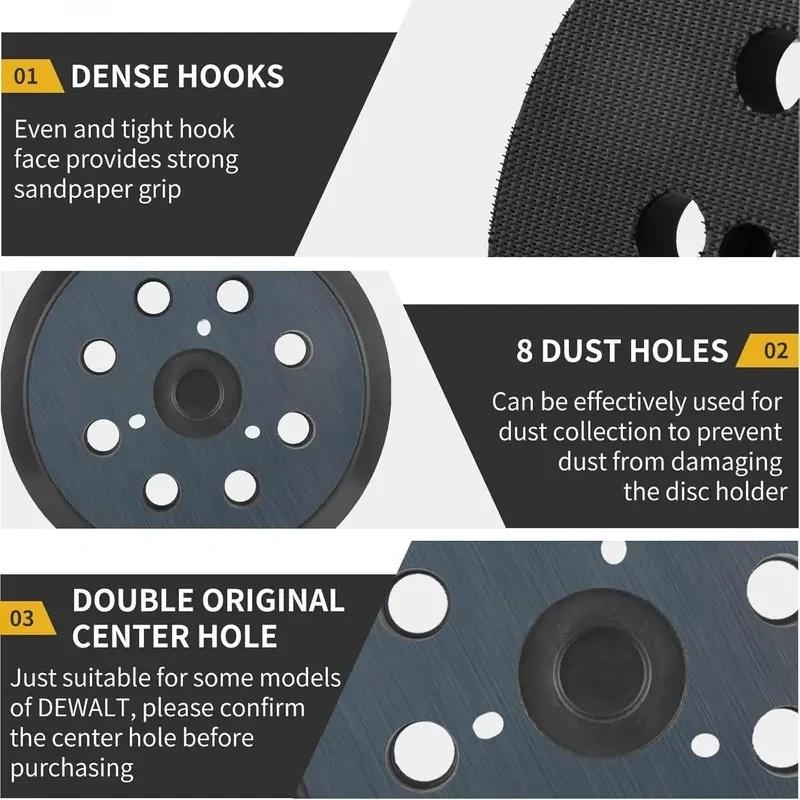 125mm 5 Inch Sander Pad 8-Holes 3 Nails Backing Sanding Disc Pad Hook Loop Sanding Pads for Electric Orbital Sander Polishing