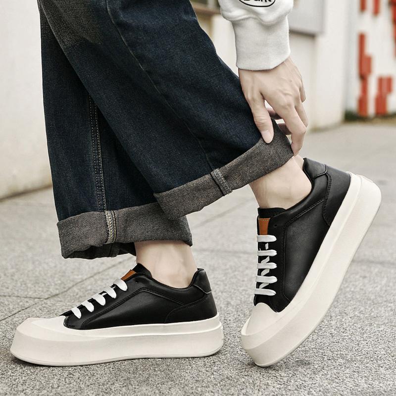 Fashion Luxury Brand Men's Vulcanize Shoes Leather Fashion Walking Shoes Thick Bottom Men's Outdoor Footwear Handmade Men Casual Shoes