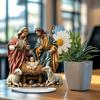 Scene Nativity Figurine - Serene Mary, Joseph & Baby Jesus with Lamb, Acrylic Desk Decor, Four Seasons Decoration, Novelty Home Decor