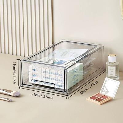 Tiroir de rangement empilable, bacs de rangement transparents en plastique pour réfrigérateur, pour la maison, le bureau, le garde-manger et les étagères