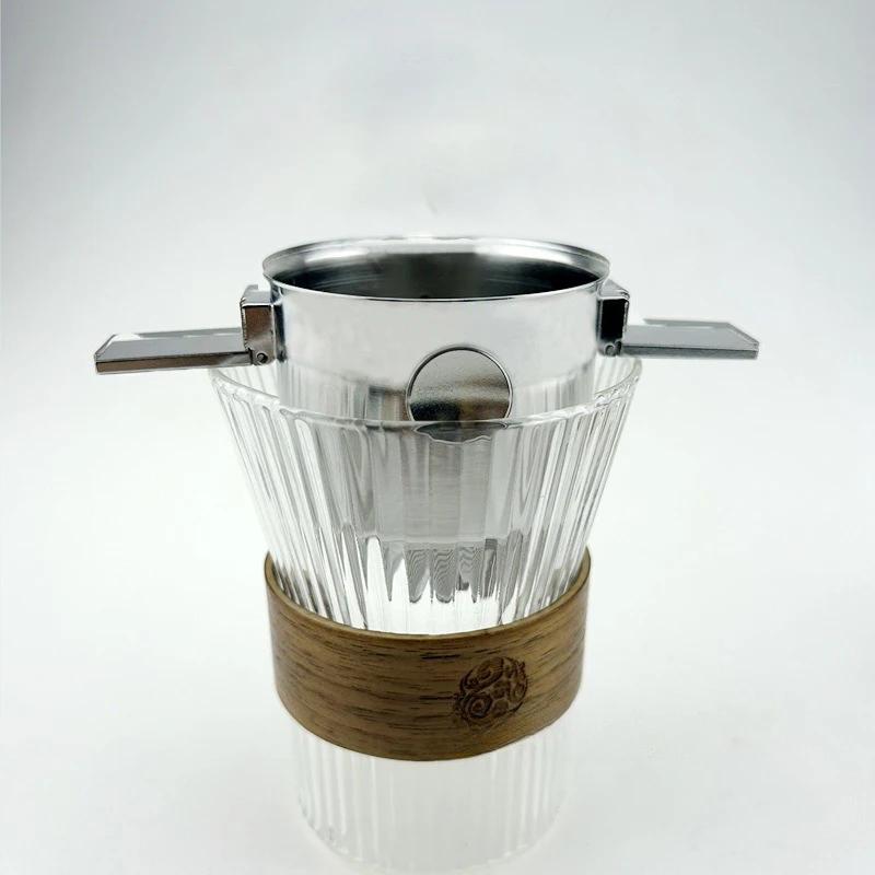 Stainless Steel Coffee Filter Cup Reusable Cone Coffee Filter Pour Over Coffee Maker Folding Filter Cup for Drip Espresso & Tea