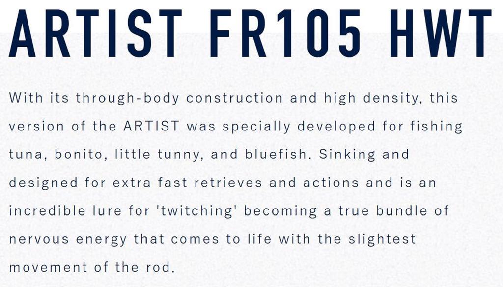 Jackson Artist FR 105HWT Sinking Minnow Lure GBB (3108)