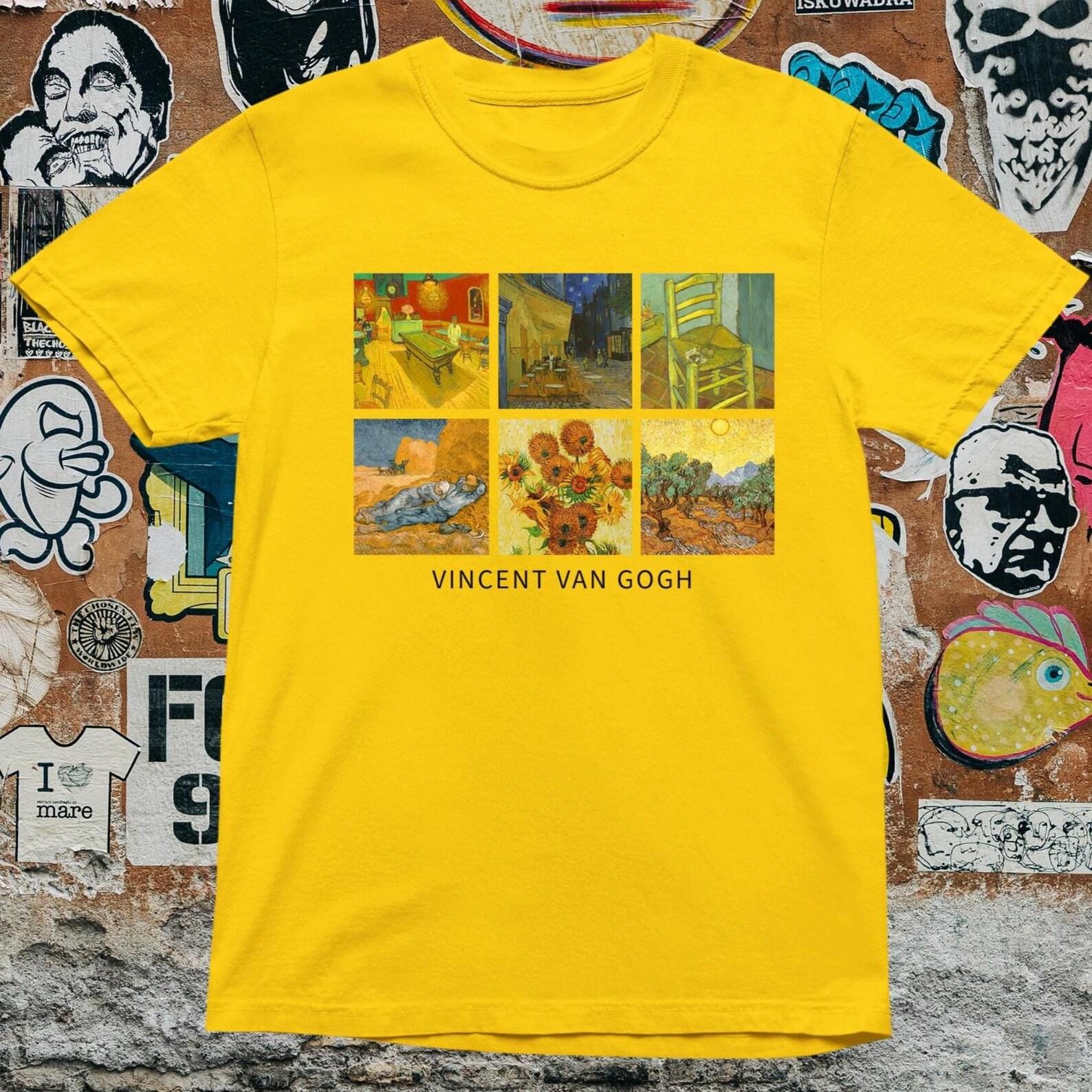 Van Gogh Art Collage T-Shirt: Starry Night, Sunflowers, Self Portrait XL