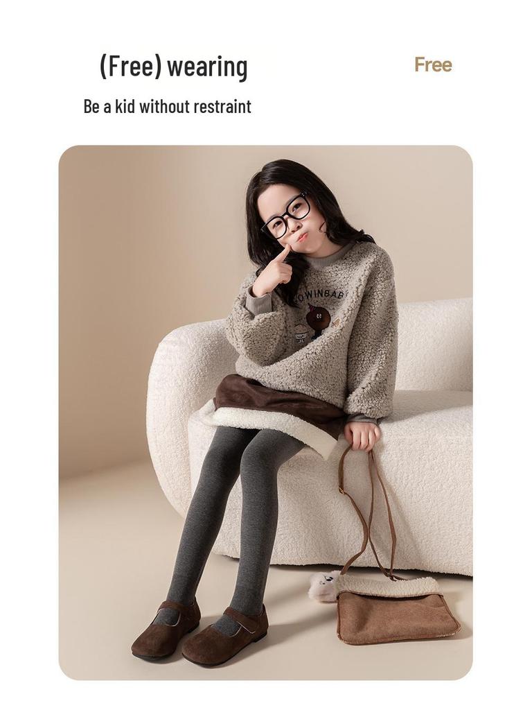 Girls' Winter Dance Leggings: Cozy Fleece-Lined Pantyhose