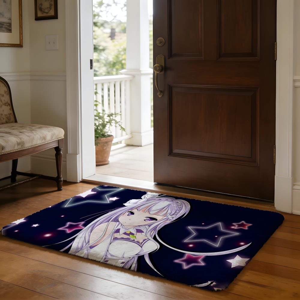 Anime RReZZeroS Floor Mat Soft Flannel Absorbent Mat Non-Slip Rug Home Bedroom Bathroom
