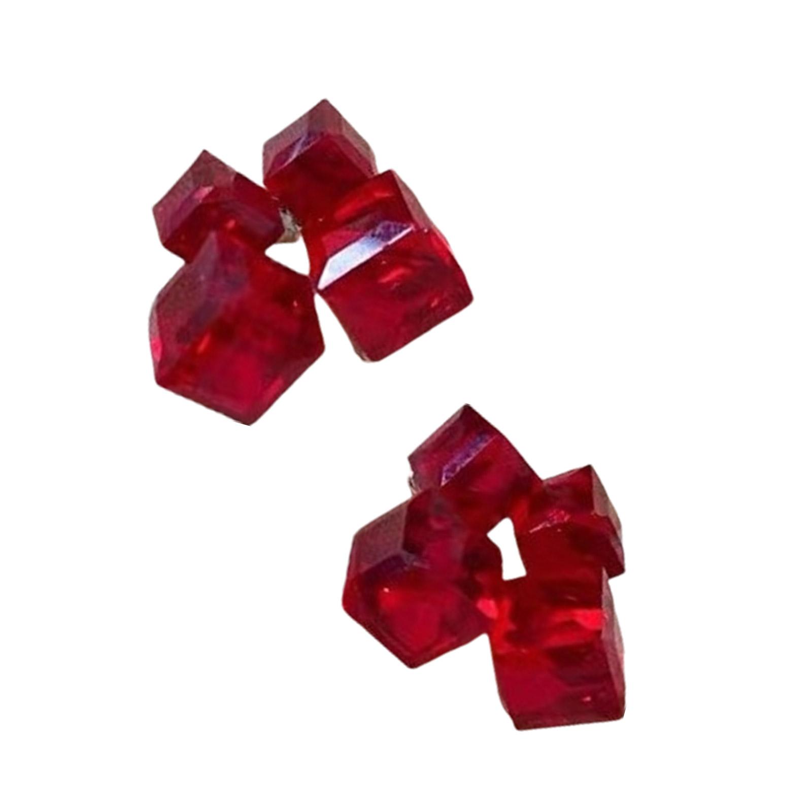 

Sparkling Crystal Cube Earrings Stereoscopic Square Ear Studs Handmade Geometric Earwear Jewelry for Women and Girls