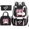 3 Piece School Backpack Set for Students Large Capacity Oxford Cloth Schoolbag with Shoulder Strap and Pencil Case