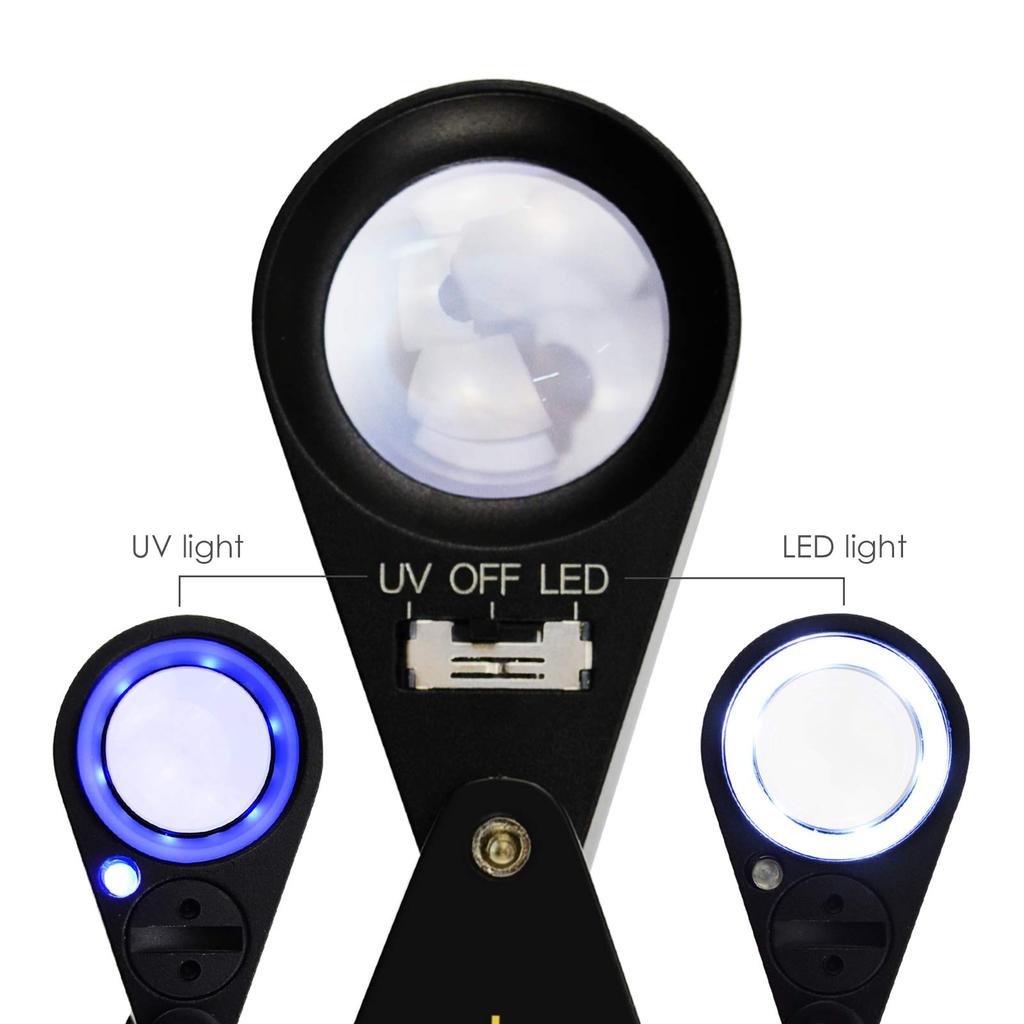 Gain Express Jewelry Loupe Lighted Jewelry Hastings Triplet Magnifier 30x for and More LED and UV Magnifier, Magnifier, Coins, Gemstones, Stamps,