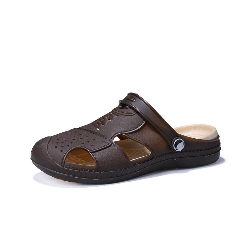 

Летние мужские шлепанцы с отверстиями, 2020 новинка, уличные сандалии, трендовая корейская версия, уличная обувь, пляжная обувь, сандалии 45 коричневый