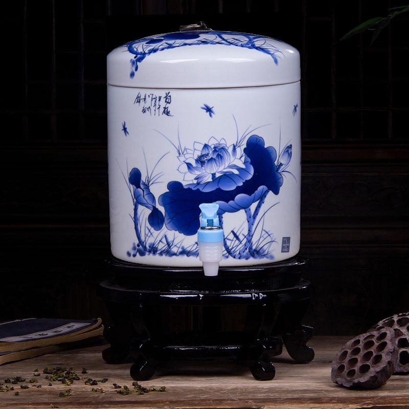 Large Ceramic Filtered Water Dispenser with Faucet and Lid