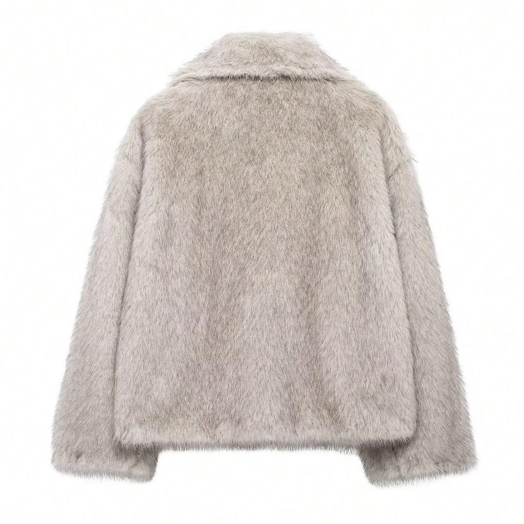 Autumn and Winter Women's Fur Loose Lapel Long-sleeved Jacket Women's Coat