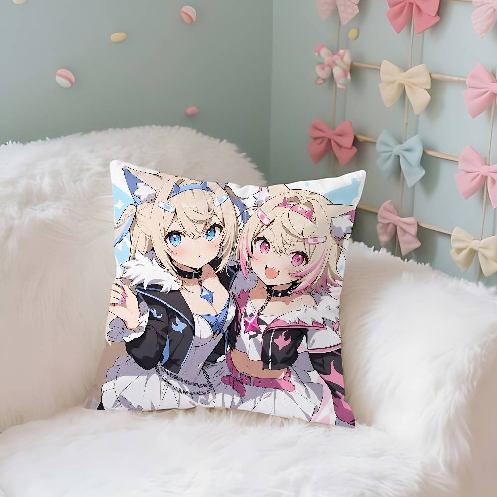 Fuwawa Mococo Hololive Vtuber Pillow Case Pillows For Cover Home Decor Items Living Room Decoration Cushion Covers