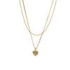 European and American Style Retro Titanium Double Layer Zircon Heart Necklace for Women