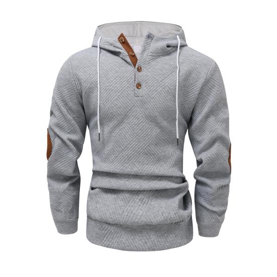 Men Jacquard Hoodie Long Sleeve Pullover Sweatshirt Loose Fit Hooded Casual Sweatshirt for Sportswear Street Gym
