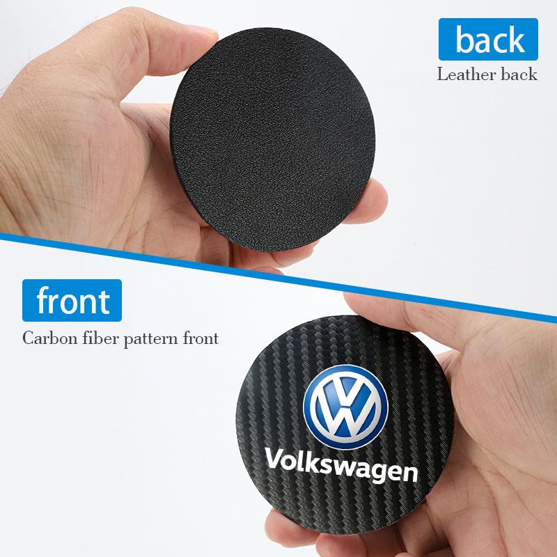 For Volkswagen 2Pcs Car Coaster Water Cup Mat Non-Slip Pad Key For Volkswagen VW ID3 Tiguan T-Cross GTI Phaeton Golf Teramont Amarok T5 Passat