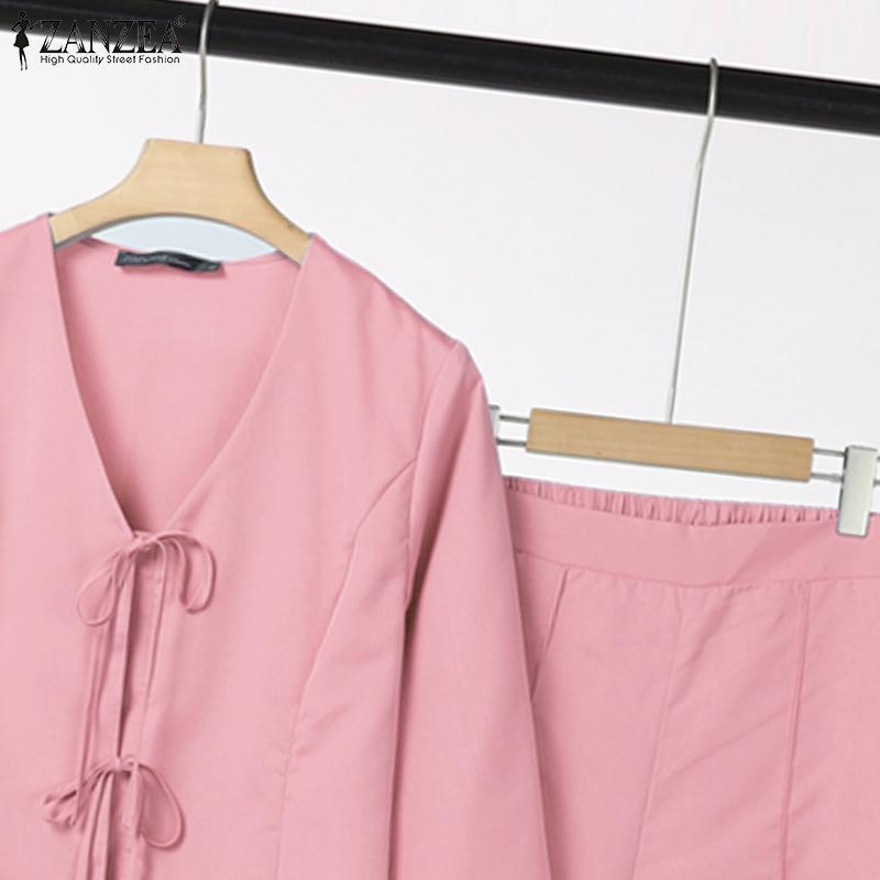 ZANZEA Lässiges zweiteiliges Anzug-Set für Damen mit langärmeliger Bluse und Hose