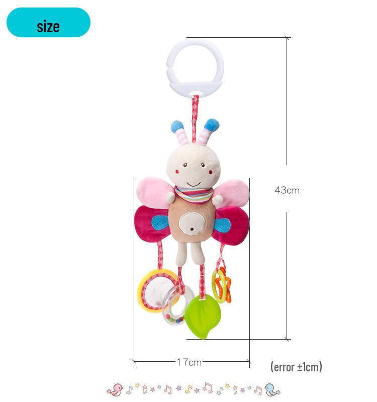 BBSKY Adorable Cartoon Animal Baby Crib Mobile & Teething Plush Rattle Toy